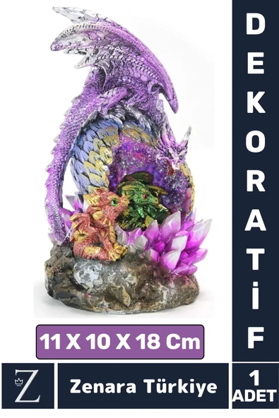 Premium Yüksek Kalite Çok Şık Dekoratif Hediyelik Özel Gün Biblo Koleksiyon POLYESTER DRAGON AİLESİ ürün görseli 1