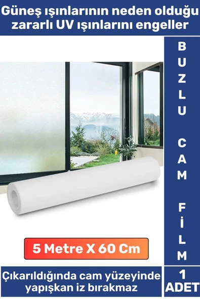 Premium İz Bırakmaz İç Göstermez Gizlilik Ofis Salon Banyo UV Koruyucu Buzlu Cam Film 5Metre X 60 Cm ürün görseli 1