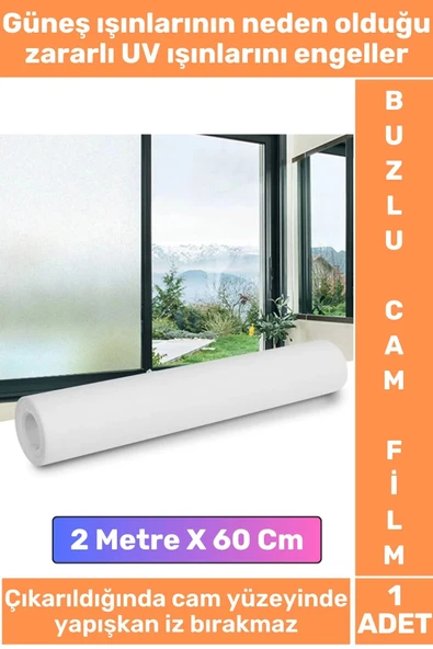 Premium İz Bırakmaz İç Göstermez Gizlilik Ofis Salon Banyo UV Koruyucu Buzlu Cam Film 2Metre X 60 Cm ürün görseli 1