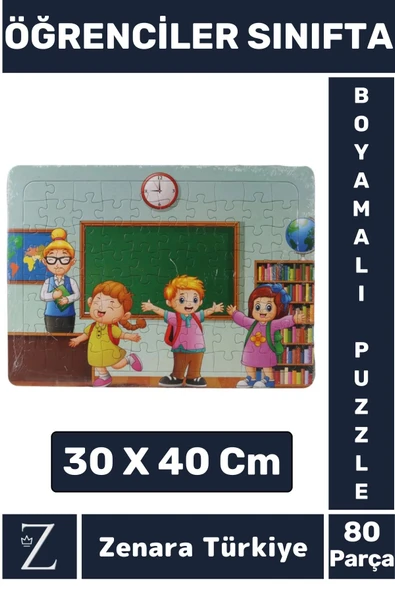 Eğlenceli Eğitici Görsel Algı Motor Beceri Geliştiren Çocuk Boyamalı PUZZLE 80 Pr ÖĞRENCİLER SINIFTA ürün görseli 1