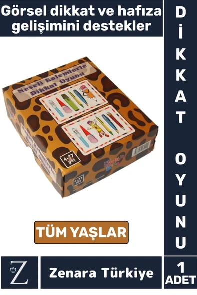 Eğitici Görsel Algı Hafıza Dikkat Koordinasyon Gelişimi Eğlenceli Oyun NEŞELİ KALEMLERLE DİKKAT ürün görseli 1