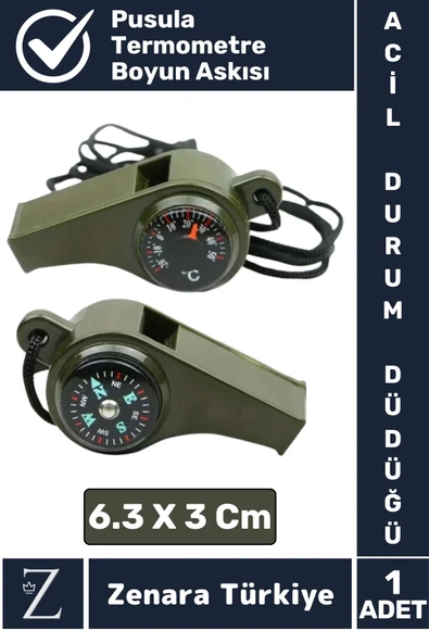 Çok Fonksiyonlu Yüksek Sesli Termemotre Pusulalı İpli Kamp İzci Eğitmen Hayatta Kalma Deprem Düdüğü ürün görseli 1