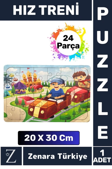Eğlenceli Eğitici Görsel Algı Problem Çözme Becerisi Çocuk Büyük Boy PUZZLE 24 Parça HIZ TRENİ ürün görseli 1