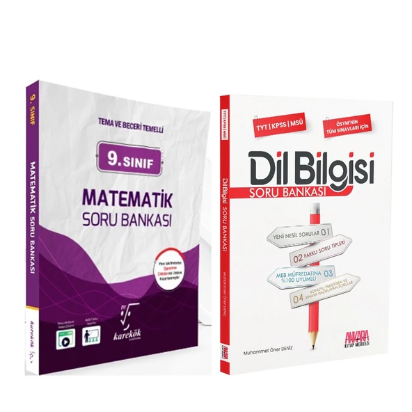 Karekök Yayınları 9. Sınıf Matematik ve AKM Dil Bilgisi Soru Bankası Seti 2 Kitap ürün görseli 1