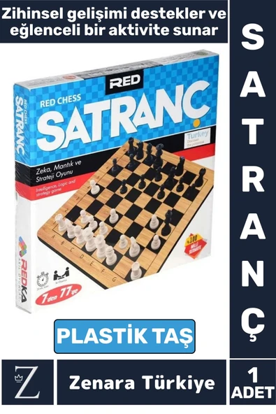 Zihinsel Gelişim Mantık Odaklanma Öngörü Problem Çözme Beceri Ahşap Platformlu Plastik Taşlı SATRANÇ ürün görseli 1