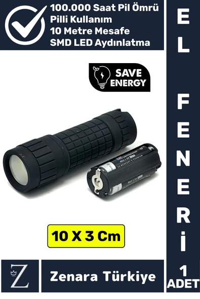 Premium Kamp Avcı Balıkçı Güvenlik Deprem Enerji Tasarrufu Güçlü Beyaz Işık Pilli Mini EL FENERİ ürün görseli 1