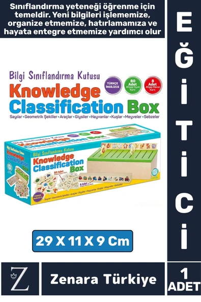Çocuk Eğitici Zeka Koordinasyon Kişisel Gelişim Ahşap Türkçe İngilizce BİLGİ SINIFLANDIRMA KUTUSU ürün görseli 1