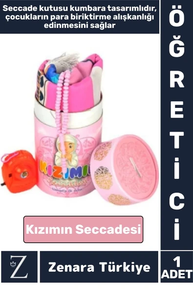 Kız Çocuk İbadet Öğretici 3 Parça Seccade Tesbih Kumbara Tasarımlı Namaza İlk Adım KIZIMIN SECCADESİ ürün görseli 1
