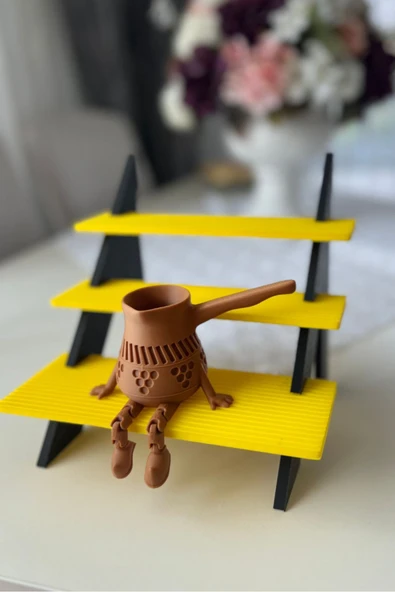 Dekoratif Oturan Cezve Figürü - Türk Kahvesi Temalı Masaüstü Süs ( 10 cm) ürün görseli 1