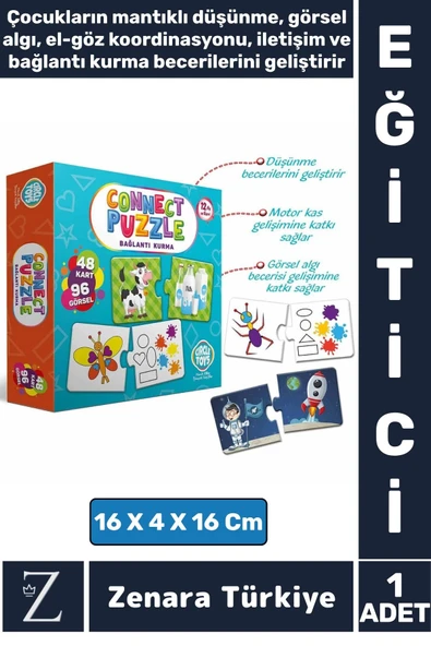 Çocuk Eğitici Zeka Geliştiren Mantıklı Düşünme Bağlantı Kurma İletişim Eğlenceli Oyun CONNECT Puzzle ürün görseli 1