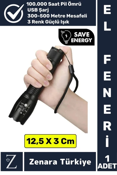 Profesyonel Kamp Avcı Güvenlik Okul Deprem Balıkçı Güçlü Işık 3 Mod Aydınlatma Şarjlı Mini EL FENERİ ürün görseli 1