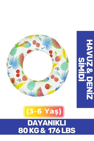 Özel Tasarım Dayanıklı 80 kg 176 lbs Çocuk 3-6 Yaş 61 Cm Meyve Desenli Deniz Havuz Simit ürün görseli 1