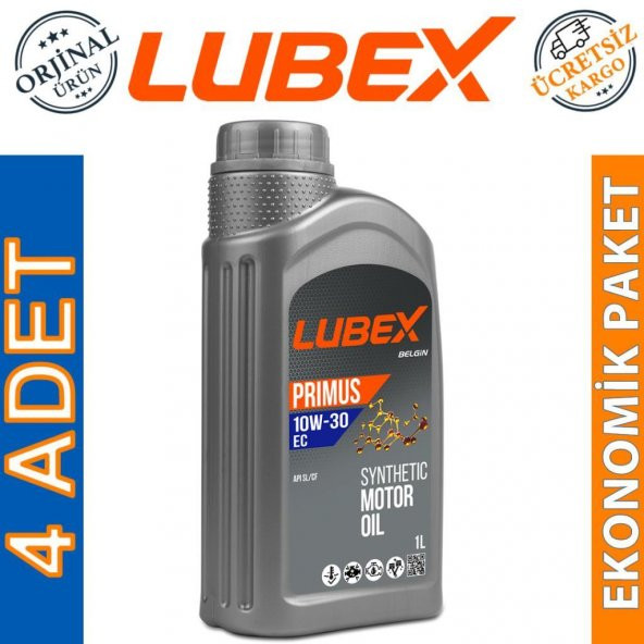 Lubex Primus EC 10W-30 1 Lt Yüksek Performanslı Motor Yağı (4 Adet) ürün görseli 1