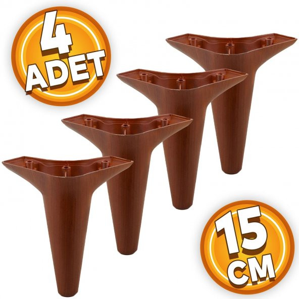 Aspen Lüks Mobilya Kanepe Sehpa TV Ünitesi Koltuk Ayağı 15 cm Kahverengi Ahşap Desenli Baza Ayak (4 ADET) ürün görseli 1