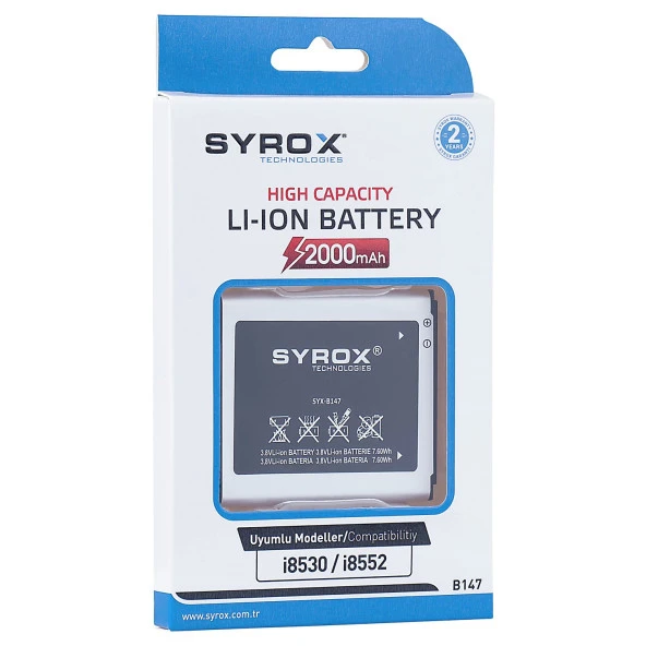 Syrox Samsung i8530  i8552 Batarya B147 ürün görseli 1