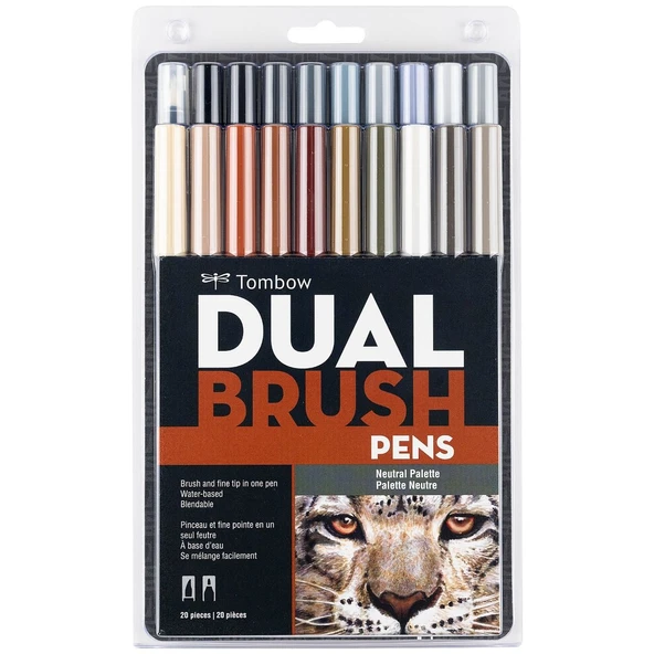 Tombow ABT Dual Brush Pen Grafik Kalemi 20'li Set - Neutral ürün görseli 1