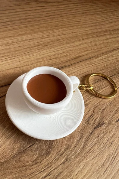 Türk Kahvesi Fincanı Anahtarlık | Gold Zincirli Mini Fincan Anahtarlığı ürün görseli 1