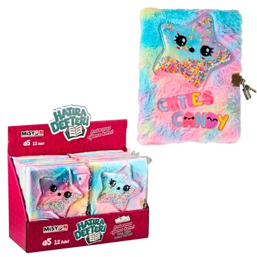 Peluş Hatıra Defteri Kilitli Cuties Candy Sulu Yıldız ürün görseli 1
