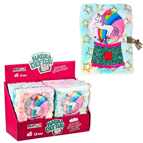 Peluş Hatıra Defteri Kilitli Unicorn Sulu Yıldız ürün görseli 1