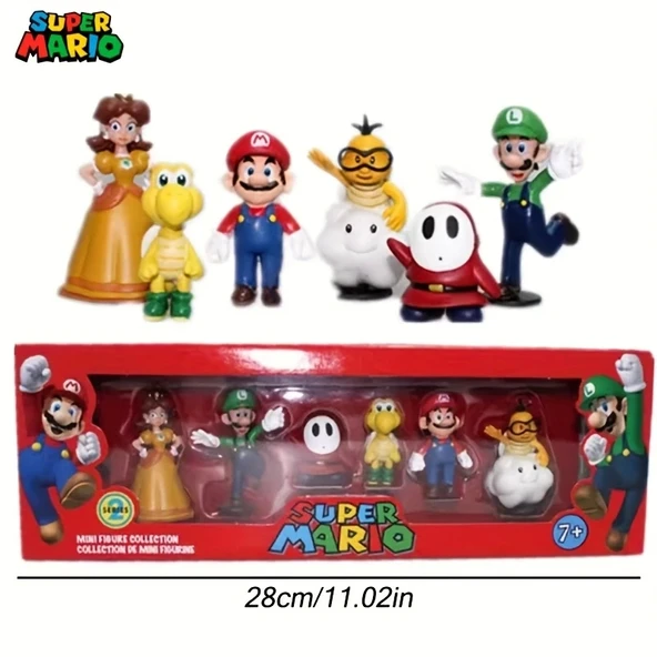 Süper Mario 6'lı Set Mario ,Luigi, Yoshi, Prenses Figür Seti Oyuncaklar ürün görseli 1