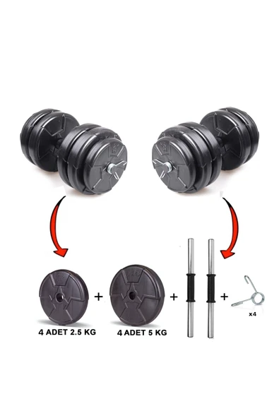 Ecgspor 30 kg (2x15 kg) Dambıl Seti ve Ağırlık Seti Vücut Geliştirme Aleti ürün görseli 1