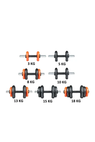 38 Kg Dambıl Halter Seti Turuncu Siyah - Resim 4