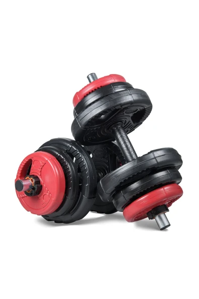 Ecgspor 21 KG (2x10,5kg) Multifonksiyonel Grip Plate Dambıl Seti Kırmızı -siyah ürün görseli 1