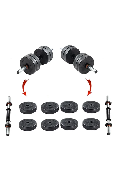 Ecgspor 20 KG (8x2,5kg +2 adet Kısa bar=21kg ) Dambıl Seti ve Ağırlık Seti Vücut Geliştirme Aleti ürün görseli 1