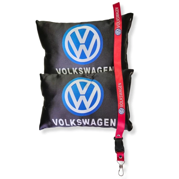 Volkswagen Dijital Baskılı Siyah Araç Seyahat Boyun Yastık 2'li Set Volkswagen Oto Ayna Askısı ürün görseli 1