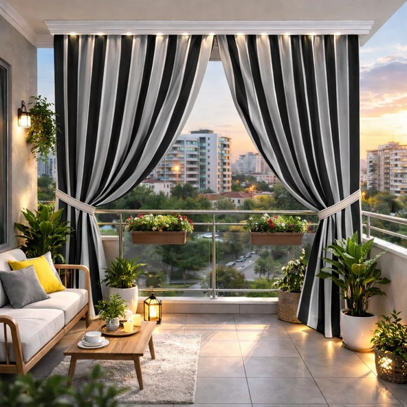 Balkon Perdesi Branda Kumaşı Metrelik (En 280cm)-A.Gri K.Gri ürün görseli 1