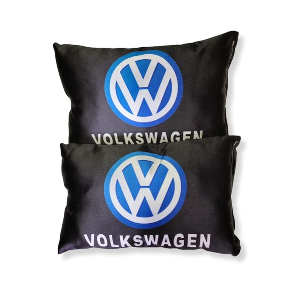 Volkswagen Uyumlu Dijital Baskılı Siyah Araç Seyahat Boyun Yastık 2'li Set ürün görseli 1