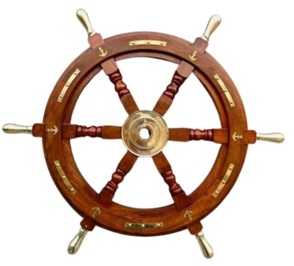 DENİZCİLİK GRUBU-Marine Pirinç Aksesuar-AHŞAP DÜMEN-61x61x5 CM-JTTR2399 ürün görseli 1