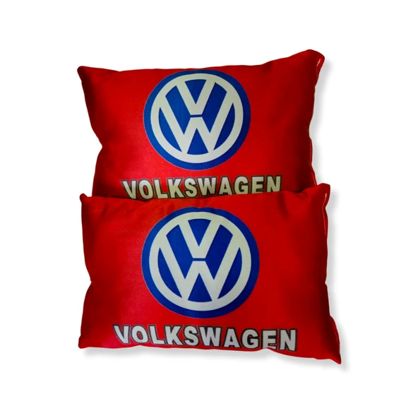 Volkswagen Uyumlu Dijital Baskılı Kırmızı Araç Seyahat Boyun Yastık  2'li Set ürün görseli 1