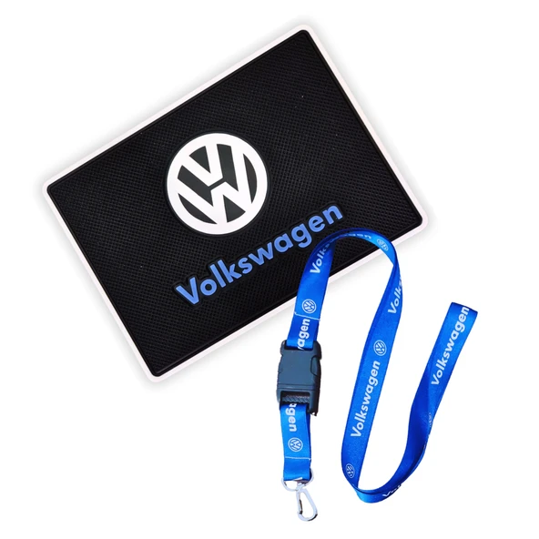 Volkswagen Logolu Anahtarlıklı Mavi Oto Ayna Askı Ipi  Volkswagen Araç Torpido Üstü Kaydırmaz Ped ürün görseli 1