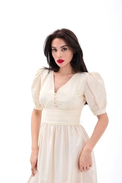 6411 ELBİSE-KREM - Resim 2