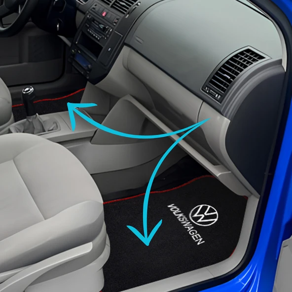 Volkswagen Nakış İşlemeli 5 Parça Araç Oto Halı Paspas Kırmızı Kenarlı Volkswagen Nakışlı Paspas ürün görseli 1