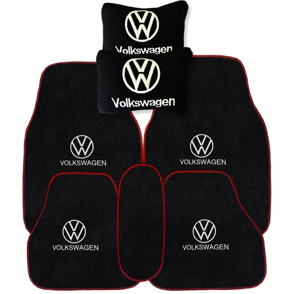 Volkswagen Uyumlu 5 Parça Oto Halı Paspas Seti & Siyah Polar Araç Seyahat Boyun Yastığı ürün görseli 1