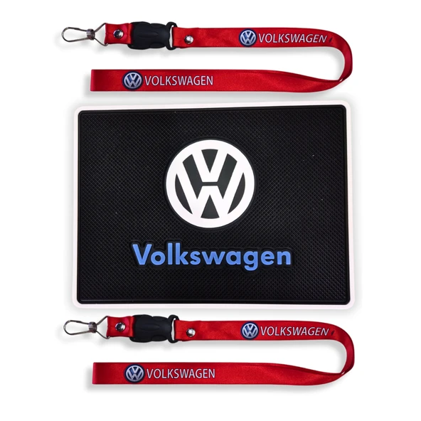 Volkswagen Anahtarlıklı Kırmızı Oto Ayna Askı Ipi Ikili Set Volkswagen Torpido Üstü Kaydırmaz Ped ürün görseli 1