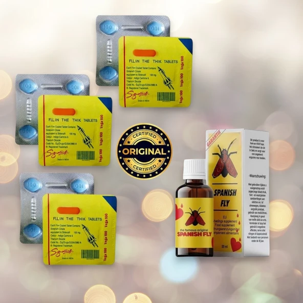1 Kutu Spanish Fly Bayan Destekleyici Damla + 100mg 4'lü x 3 Dizi Vega100 istek artirici Takviye Tablet ürün görseli 1