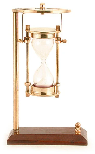 DENİZCİLİK GRUBU-Marine Pirinç Aksesuar-STANDLI KUM SAATİ-13x8x21 CM-JTTR31465 ürün görseli 1