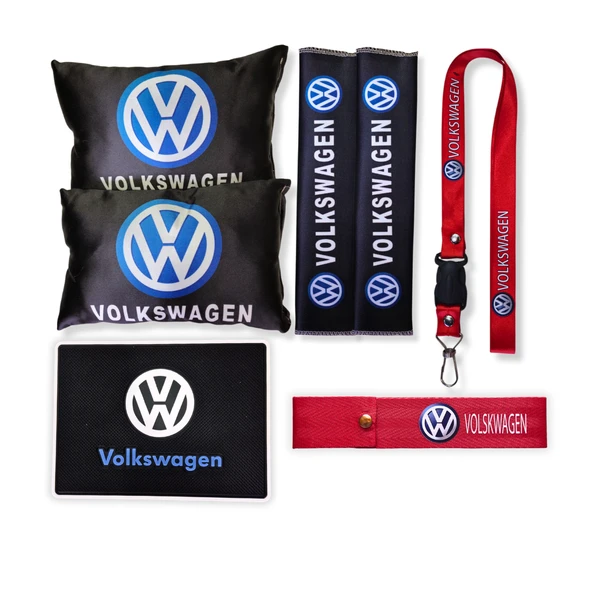 Volkswagen Uyumlu Dijital Baskılı Siyah Seyahat Boyun Yastık Kemer Pedi / Oto Aksesuar ürün görseli 1