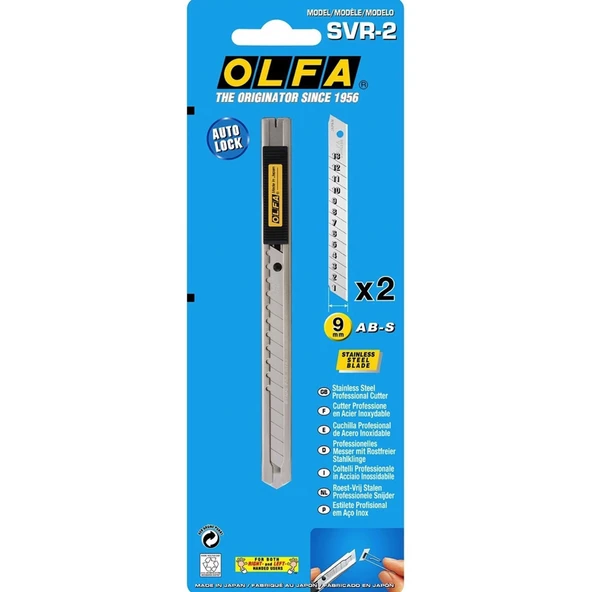 Olfa Maket Bıçağı Dar Otomatik Kilitlemeli Metal Gövde Yedek Bıçaklı SVR-2 ürün görseli 1