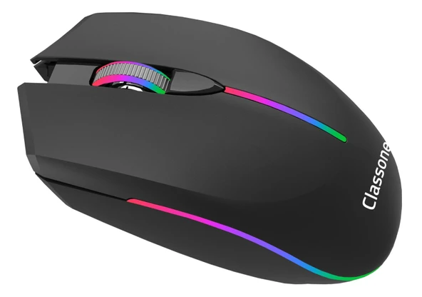 Classone CRGB100 2.4 Ghz Rgb Işıklı, Efektli, Rf Kablosuz, Bluetooth Mouse – Siyah ürün görseli 1
