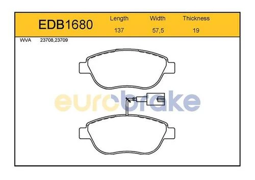 EUROBRAKE EDB1680 Ön Balata Doblo 1.3-1.9 Jtd 07 G.Punto 1.3 Mjt 05 Stilo 05 Linea 07 Bravo 07 215Mm İkaz Kablolu Gdb1655-Fdb1467W-Lp1721 ürün görseli 1