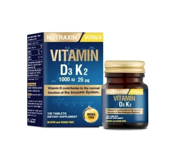 Nutraxin Vitamin D3K2 1000 IU 120 Tablet ürün görseli 1