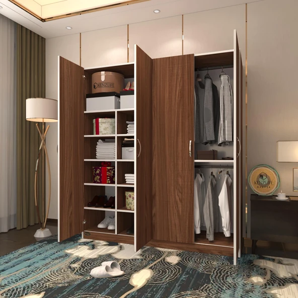 Kenzlife gardırop 4 kapılı kaktüs 180*160*52 cvz XLARGE kapaklı gardolap dolap ürün görseli 1