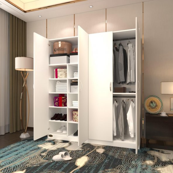Kenzlife gardırop 4 kapılı kaktüs 180*160*52 byz XLARGE kapaklı gardolap dolap ürün görseli 1