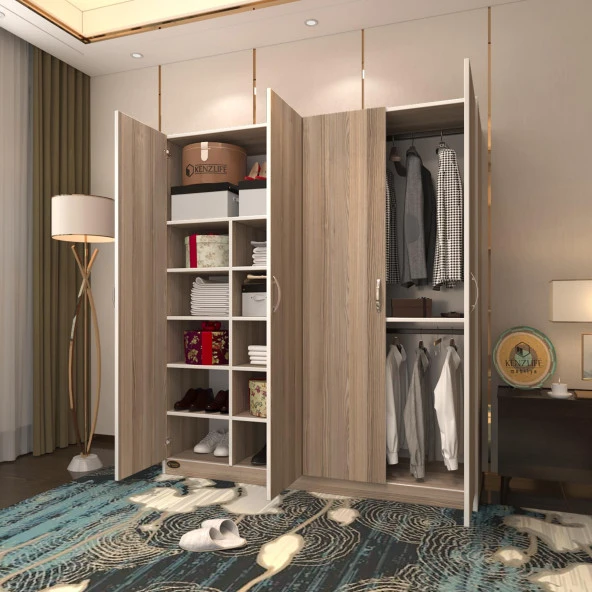 Kenzlife gardırop 4 kapılı kaktüs 180*160*52 crd XLARGE kapaklı gardolap dolap ürün görseli 1