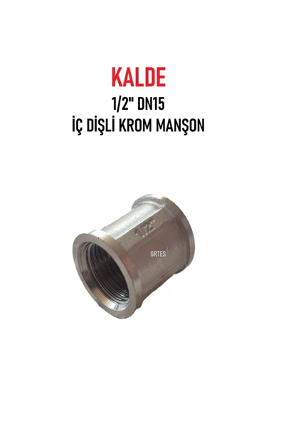KALDE  1/2"Dn15 Sarı/Krom Manşon İç Dişli (Dişi) - Chrome Threaded Sleeve ürün görseli 1