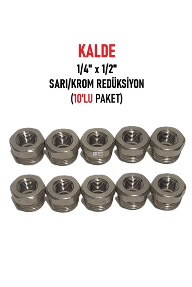 KALDE  (10'lu Paker) 1/4" x 1/2" Sarı/Krom Redüksiyon - Brass Reduction ürün görseli 1